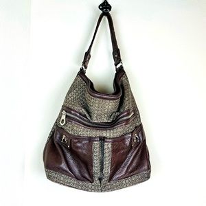 MARC BY MARC JACOBS Brown Monogram Zipper Shoulder Bag Y2K Hobo Slouchy Purse